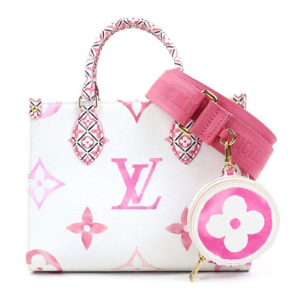 Louis Vuitton By The Pool OnTheGo Leather 2Way Shoulder Bag Pink White